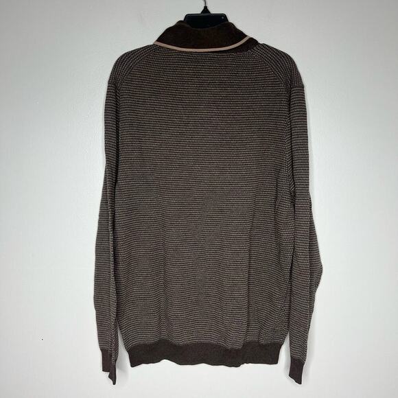 NWT Tasso Elba Men’s Shawl Neck Collar Sweater Brown Pullover XL 100% Cotton - Picture 5 of 7